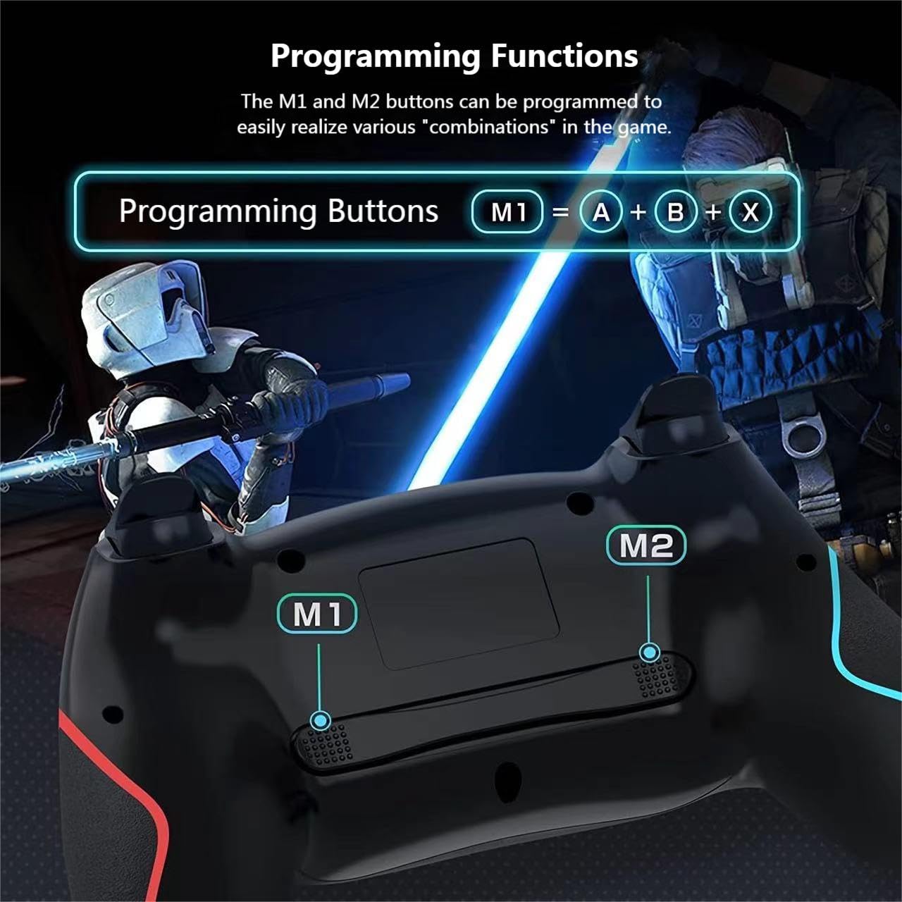 Matbip 2 Pack wireless controller for P4, wireless P4 controller with dual vibration, Turbo, type-c port (Black and White) Radio