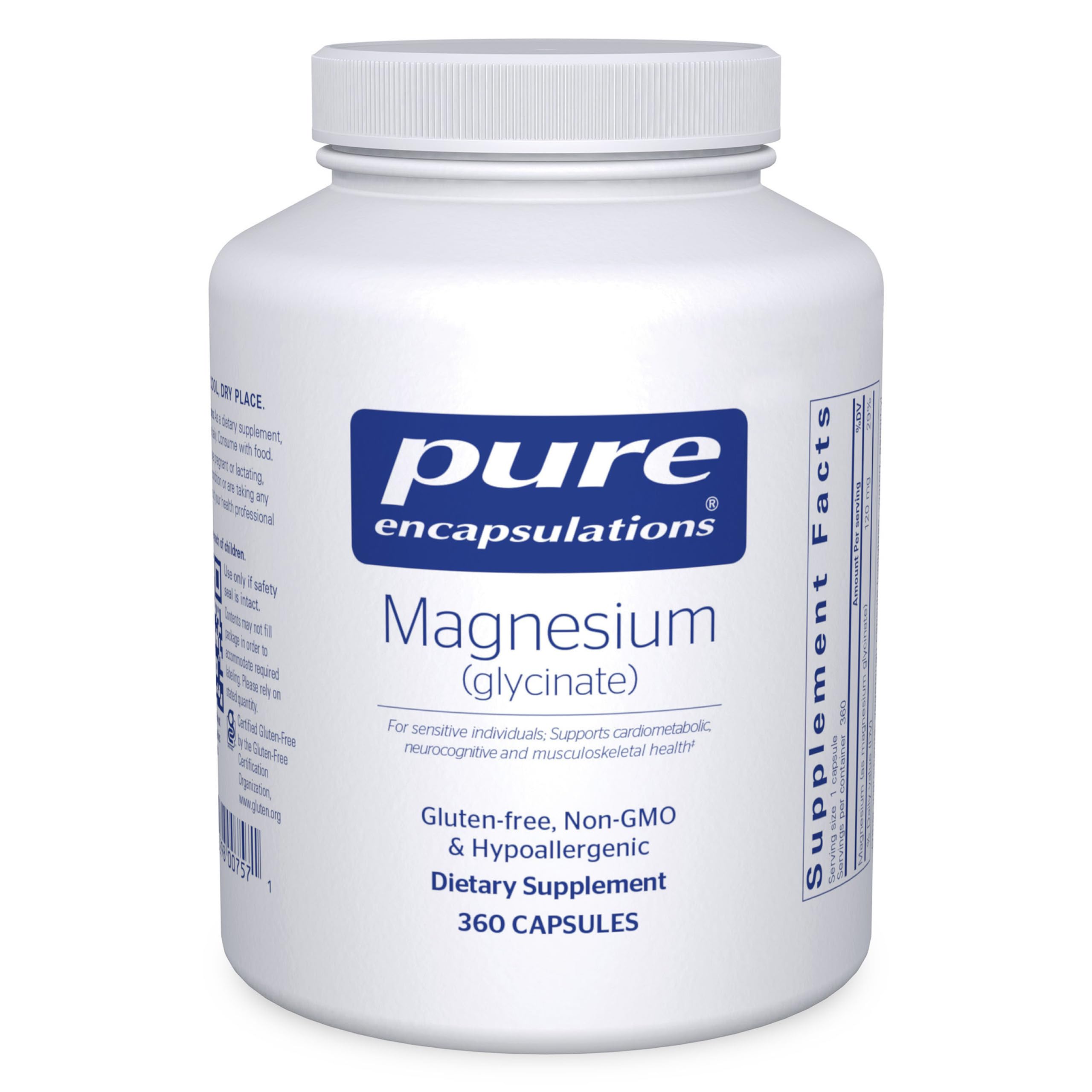 Pure Encapsulations Magnesium (Glycinate) - Supplement to Support Stress Relief, Sleep, Heart Health, Nerves, Muscles, and Metabolism* - with Magnesium Glycinate - 180 Capsules