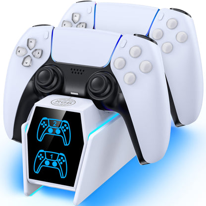 PS 5 Controller Charger Station Compatible with PlayStation 5 Faceplates Edge & Dual Controller, 9 Lightings PS 5 Accessories Charging Station, PS 5 Dock Stand with LED Indicator & On-Off Switch