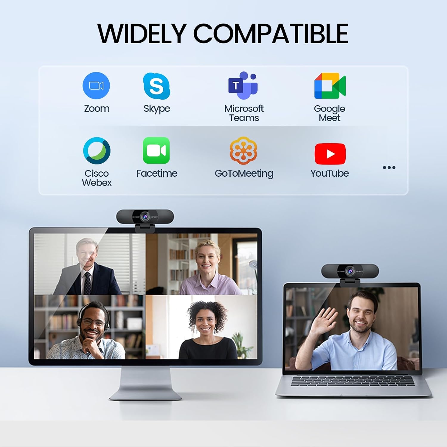 EMEET 1080P Webcam with Microphone, C960 Web Cam, 2 Mics, 90° FOV, USB Type-A & A-to-C Adapter, Plug&Play Computer Camera for Online Calling, Zoom/Teams/Facetime, Switch 2 Camera Support, 2025 Version