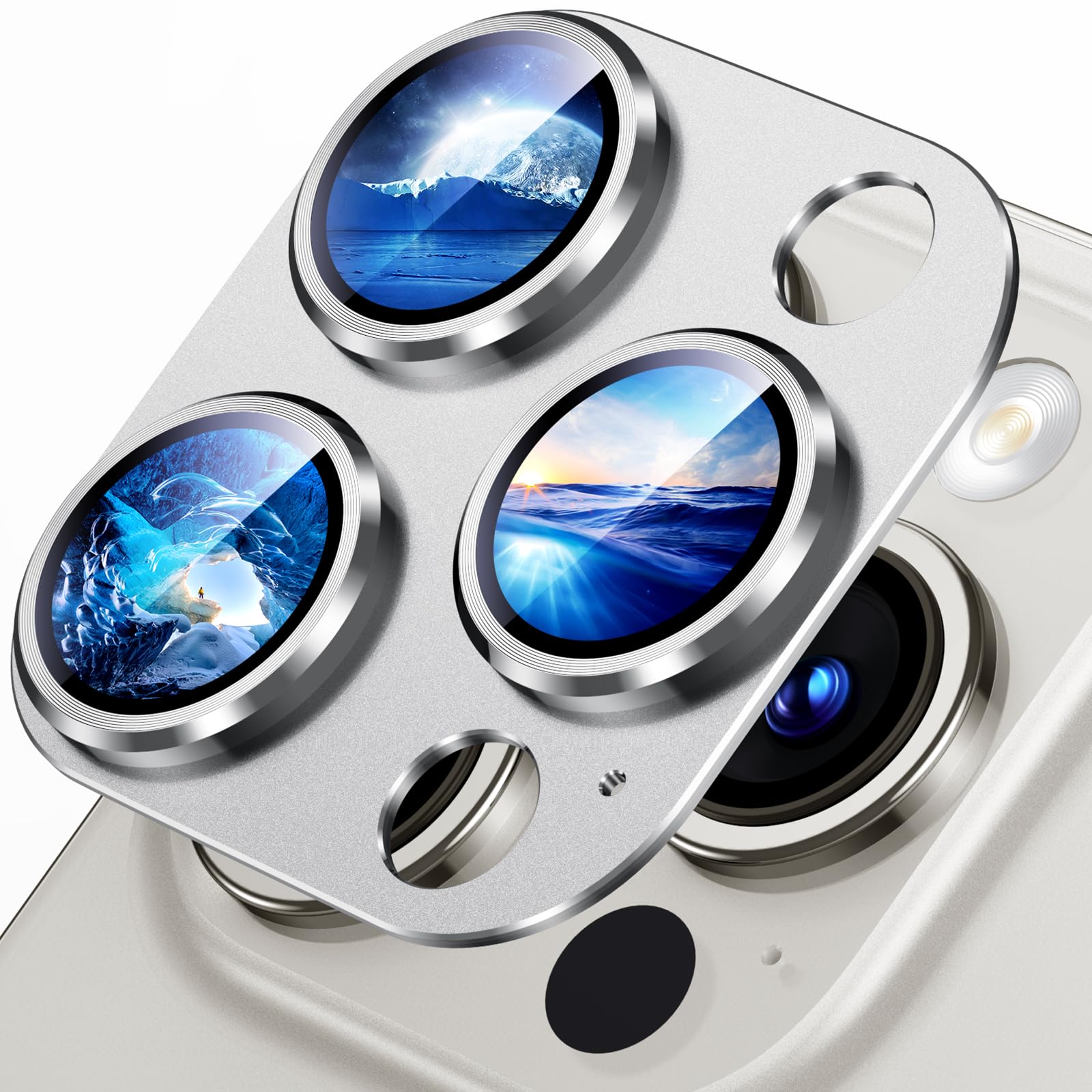 Uyiton Compatible with iPhone 17 Pro Max Camera Lens Protector - [Not Easy to Break][Strong Adsorption][Case-Friendly] Metal Tempered Glass Rear Camera Screen Cover - Deep Blue