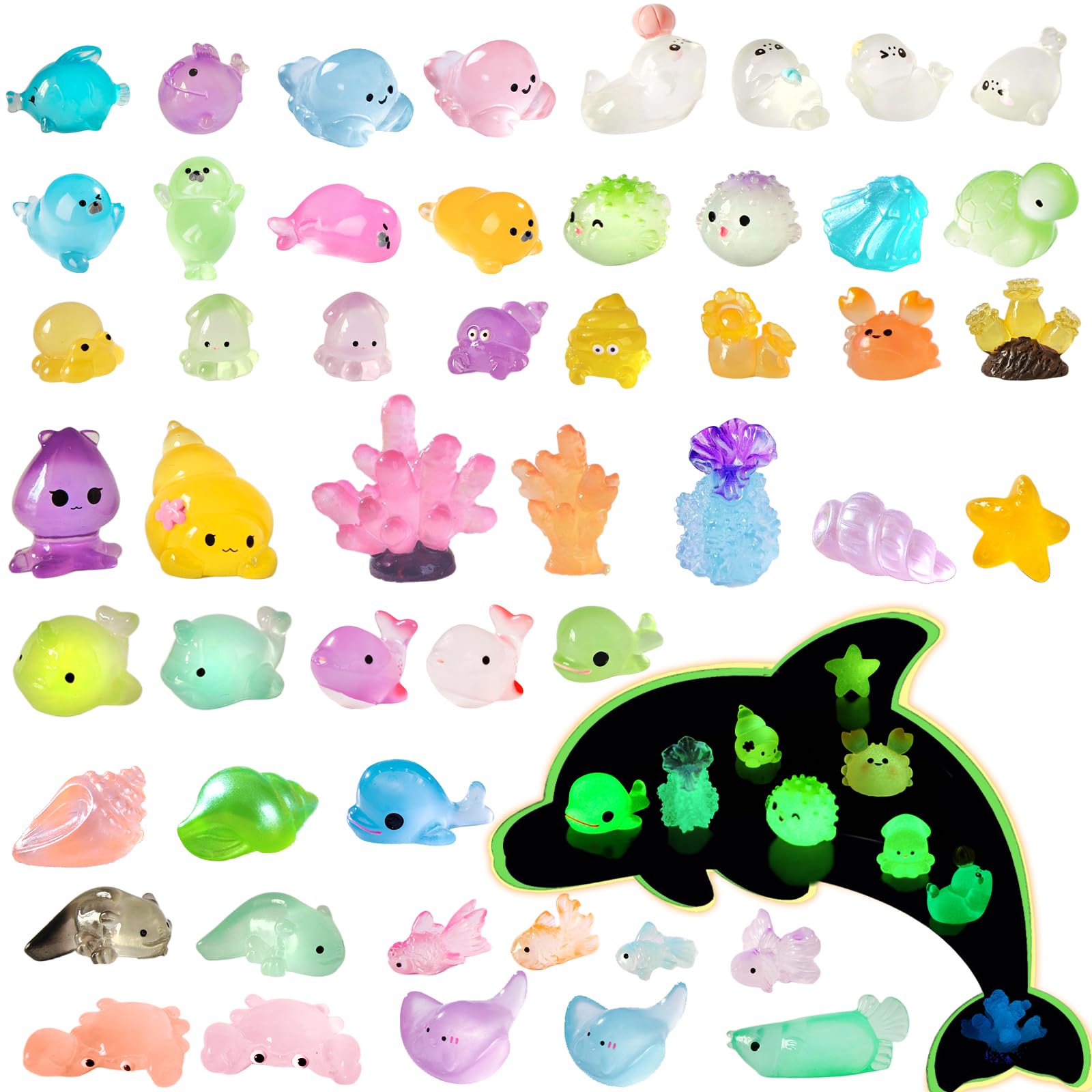 Mini Halloween Figurines 30 PCS, Luminous Halloween Miniatures Bulk for Decor, Mini Resin Animals Variety Pack to Hide, Pumpkin Ghost Owl for Party Favors Bag Fillers Garden Decor, Gifts