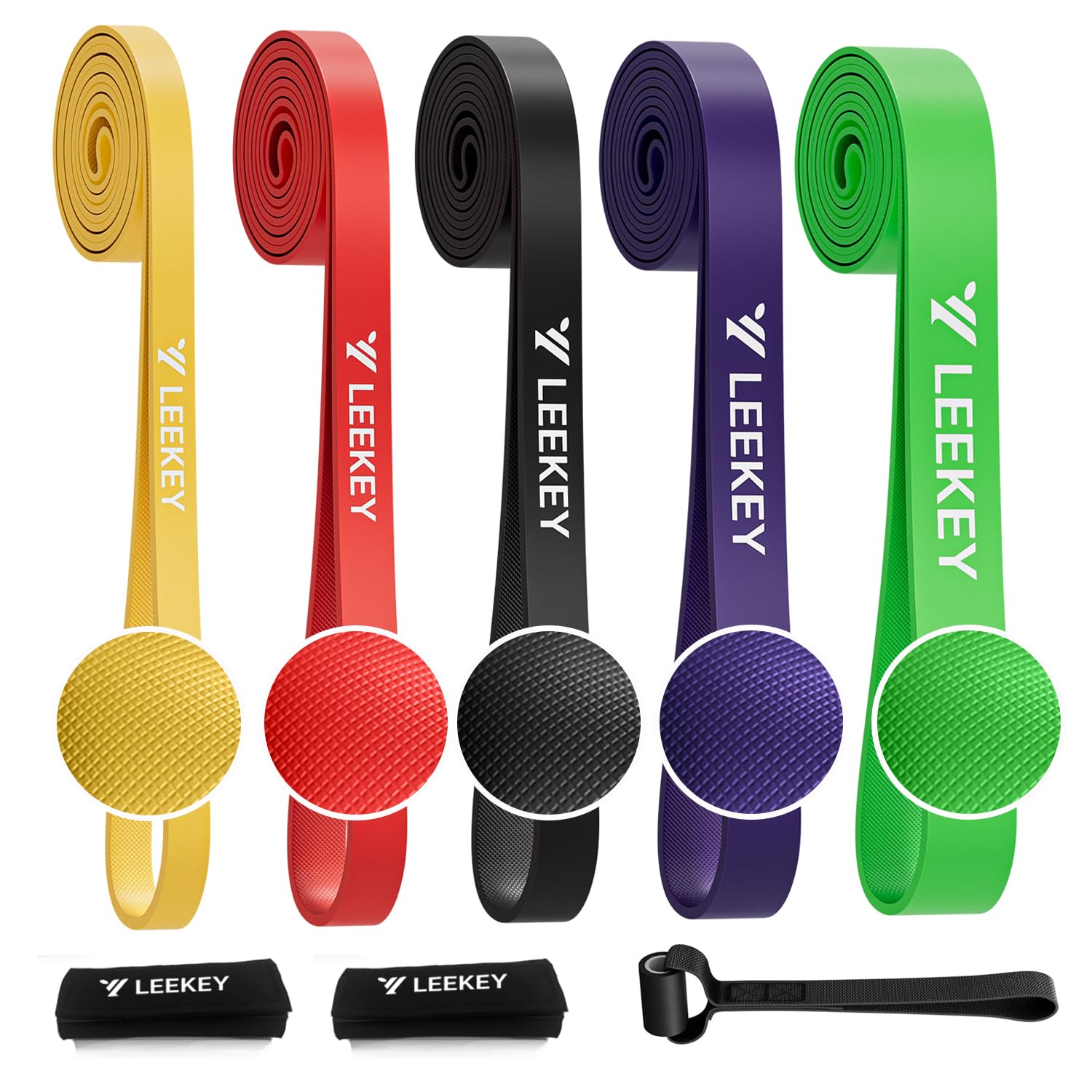 LEEKEY Resistance Bands Set for Pull-Up Assistance & Full-Body Training, Multi-Level Exercise Bands with Bag for Home Workouts, Physical Therapy, Strength Training (Men/Women)