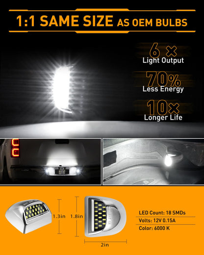 LESAUCE Red OLED Neon Tube LED License Plate Lights Tag Lights Assembly Replacement for Chevy Silverado GMC Sierra 1500 2500 3500 Tahoe Suburban Escalade Yukon XL, 2PCS
