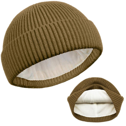 ROYBENS Swag Wool Knit Cuff Short Fisherman Beanie for Men Women, Winter Warm Hats