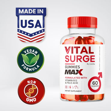 Vital Surge - Vital Surge for Men Gummies, Vital Vita Surge Max Maximum Strength 1050 MG, VitalSurge Supplement Support Gummy Advanced Formula, Premium Vitamin Gomitas (60 Gummies)