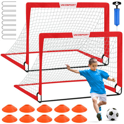 Kids Soccer Goals for Backyard Set - 2 of 4' x 3' Portable Soccer Goal Training Equipment, Pop Up Toddler Soccer Net with Soccer Ball, Soccer Set for Kids and Youth Games, Sports