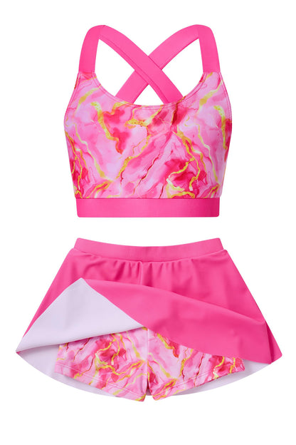 Cutemile Little Girls Two Piece Tankini Swimsuit Summer Boyshort Bathing Suit Beach Rash Guard Swimwear 6-13 Years