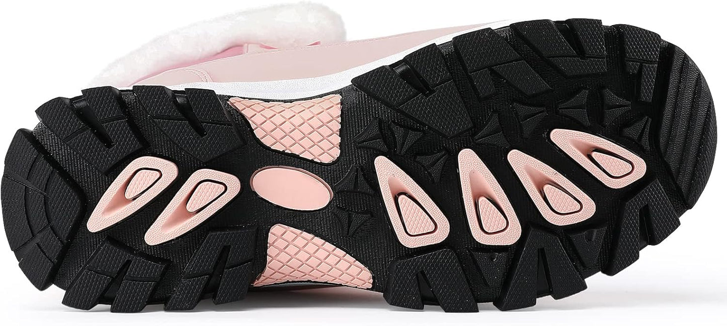 COOJOY Womens Winter Snow Boots Waterproof Shoes Walking Comfortable Hiking Tennis Booties Furry Mid Calf Warm Lightweight