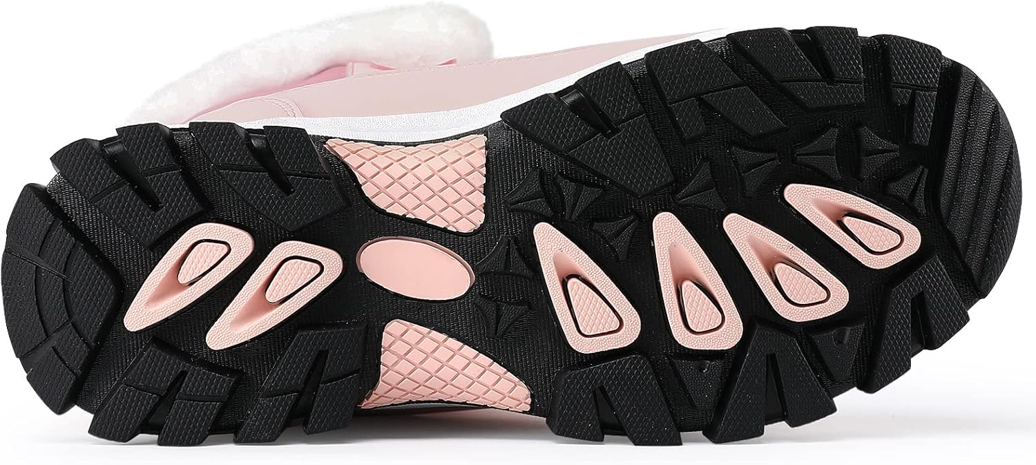 COOJOY Womens Winter Snow Boots Waterproof Shoes Walking Comfortable Hiking Tennis Booties Furry Mid Calf Warm Lightweight