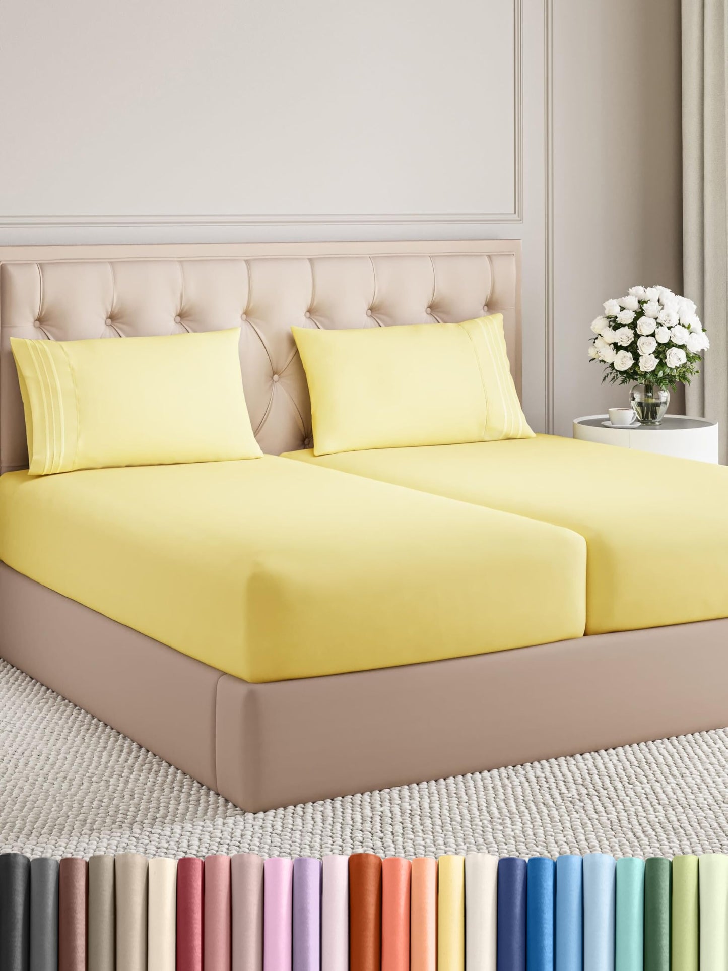 Queen Size 4 Piece Sheet Set - Comfy Breathable & Cooling Bed Sheets Set - Hotel Luxury Bedding for Women, Men, Kids, Teens, Boys & Girls - Deep Pockets, Ultra-Soft, Wrinkle Free - Oeko-Tex - Black