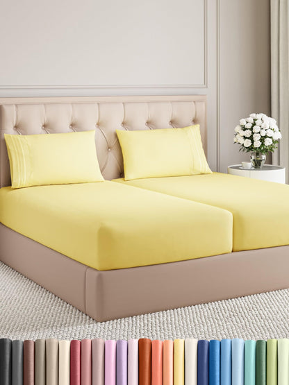 Queen Size 4 Piece Sheet Set - Comfy Breathable & Cooling Bed Sheets Set - Hotel Luxury Bedding for Women, Men, Kids, Teens, Boys & Girls - Deep Pockets, Ultra-Soft, Wrinkle Free - Oeko-Tex - Black