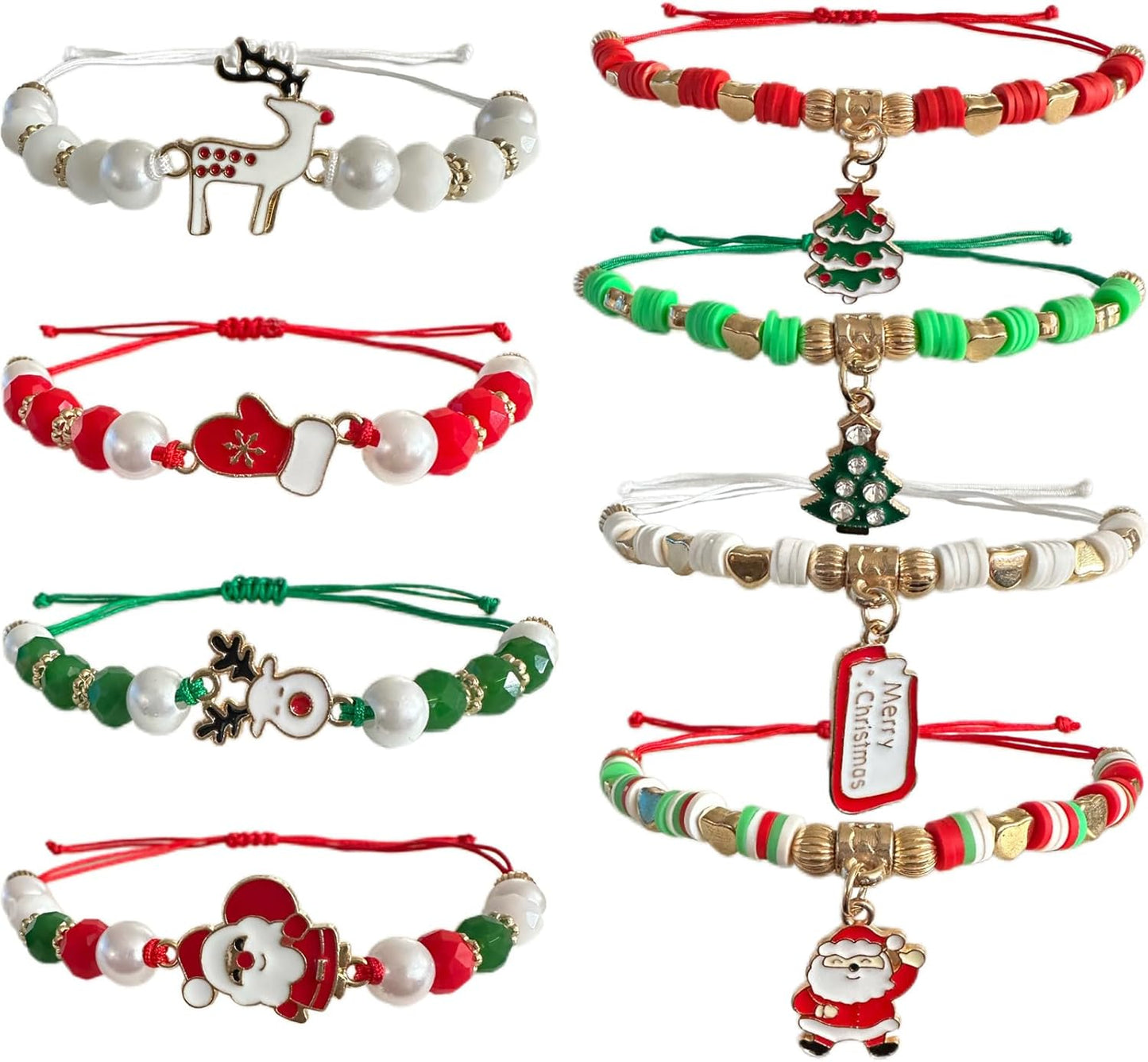 Bovemee 8pcs Christmas Bracelets For Women Gifts Merry Christmas In July Decorations Holiday Party Favors Stocking Stuffers Crafts Jewelry Bracelet