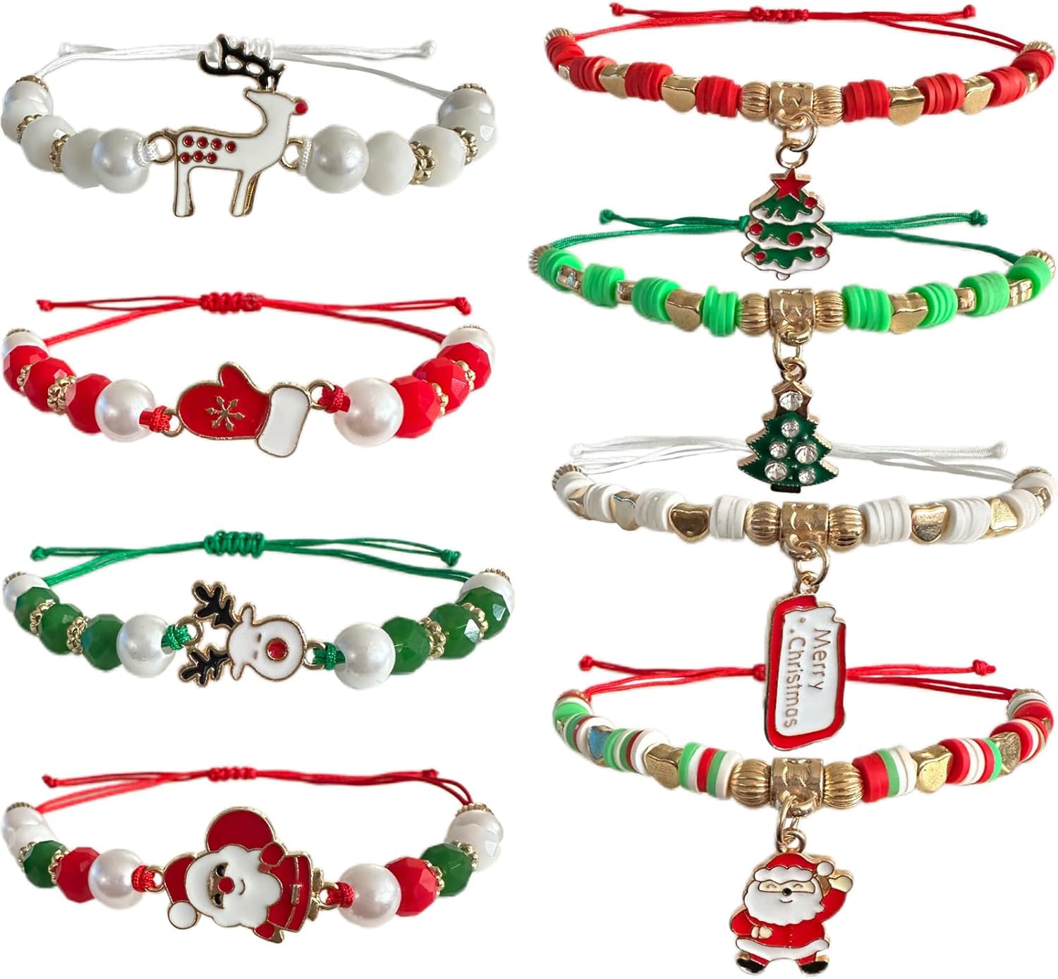Bovemee 8pcs Christmas Bracelets For Women Gifts Merry Christmas In July Decorations Holiday Party Favors Stocking Stuffers Crafts Jewelry Bracelet