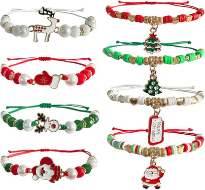 Bovemee 8pcs Christmas Bracelets For Women Gifts Merry Christmas In July Decorations Holiday Party Favors Stocking Stuffers Crafts Jewelry Bracelet