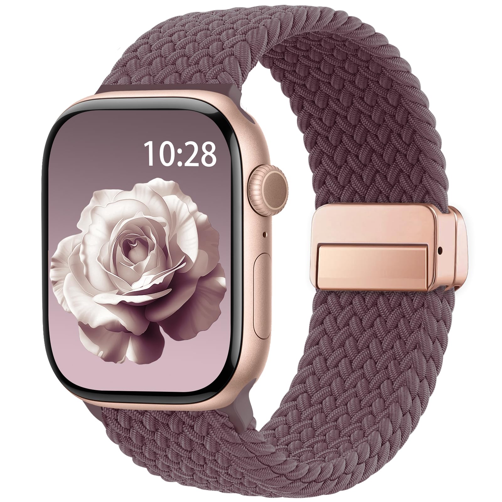 Braided Stretchy Band Compatible with Apple Watch Bands 38mm 40mm 41mm 42mm 44mm 45mm 46mm 49mm Women Men, Soft Nylon Solo Loop Magnetic Sport Strap for iWatch Series 10 9 8 7 6 5 4 3 2 1 SE Ultra