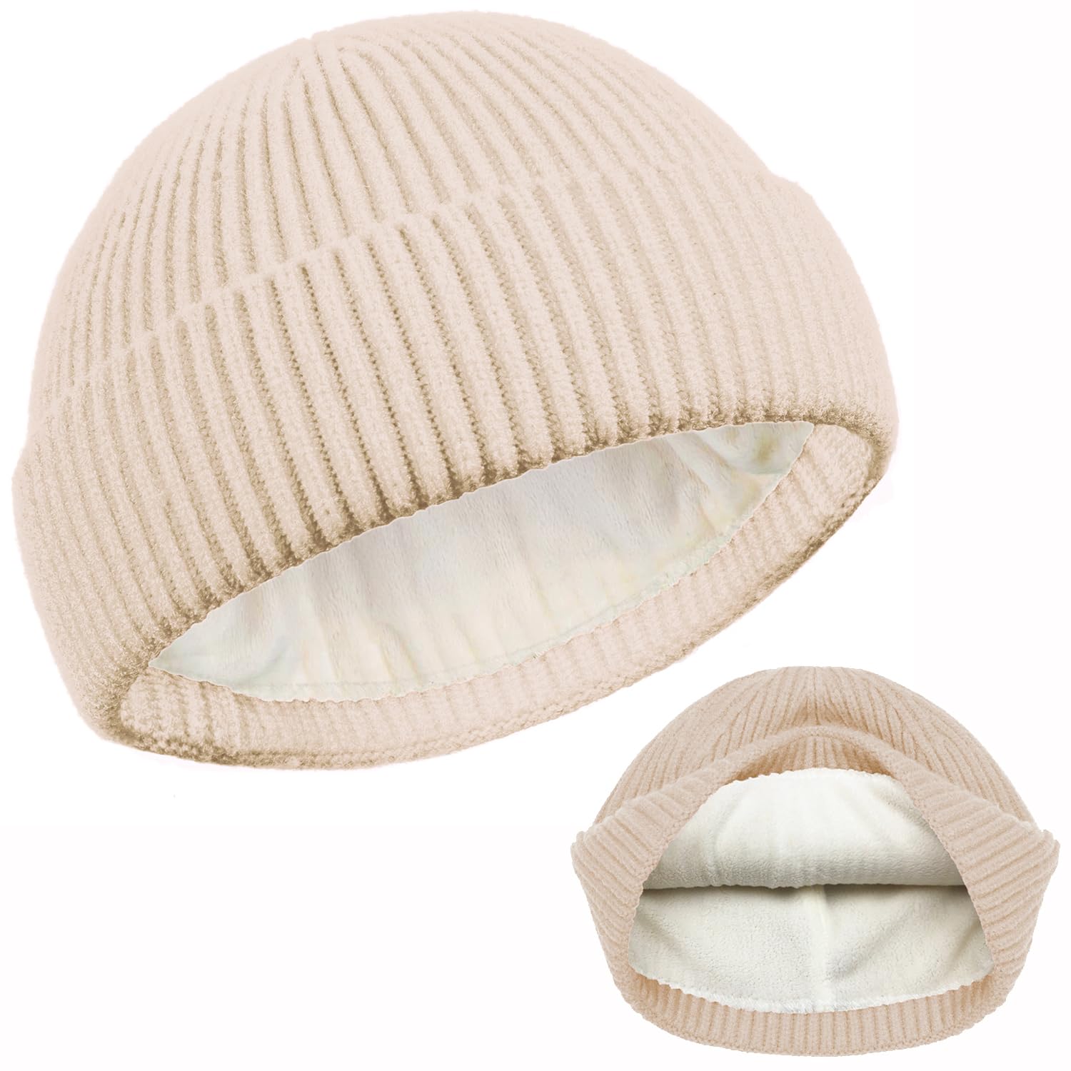 ROYBENS Swag Wool Knit Cuff Short Fisherman Beanie for Men Women, Winter Warm Hats