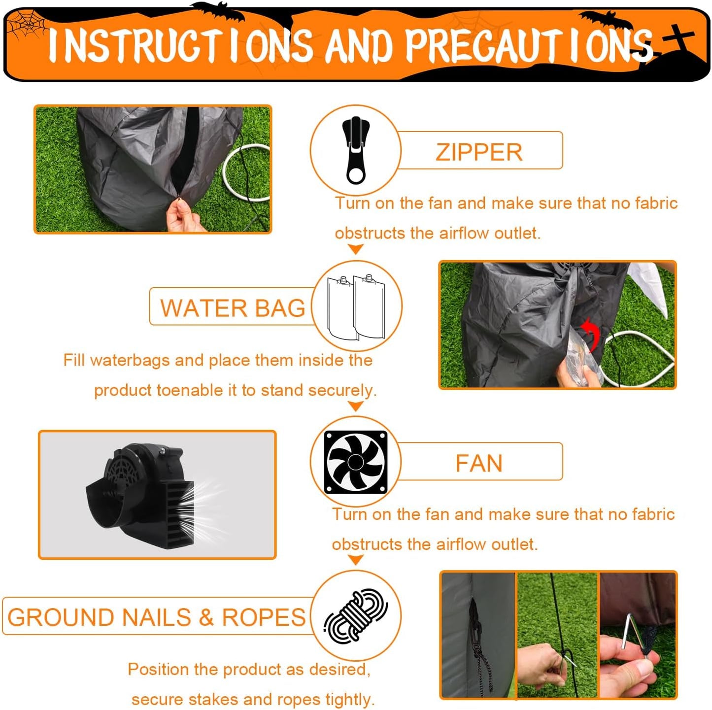 LANGXUN 8ft Skeleton Pumpkin with Ghosts 2025 Halloween Inflatable Decorations - Giant LED-Lit Outdoor Indoor Yard Decor for Lawn, Garden, Patio Holiday Parties