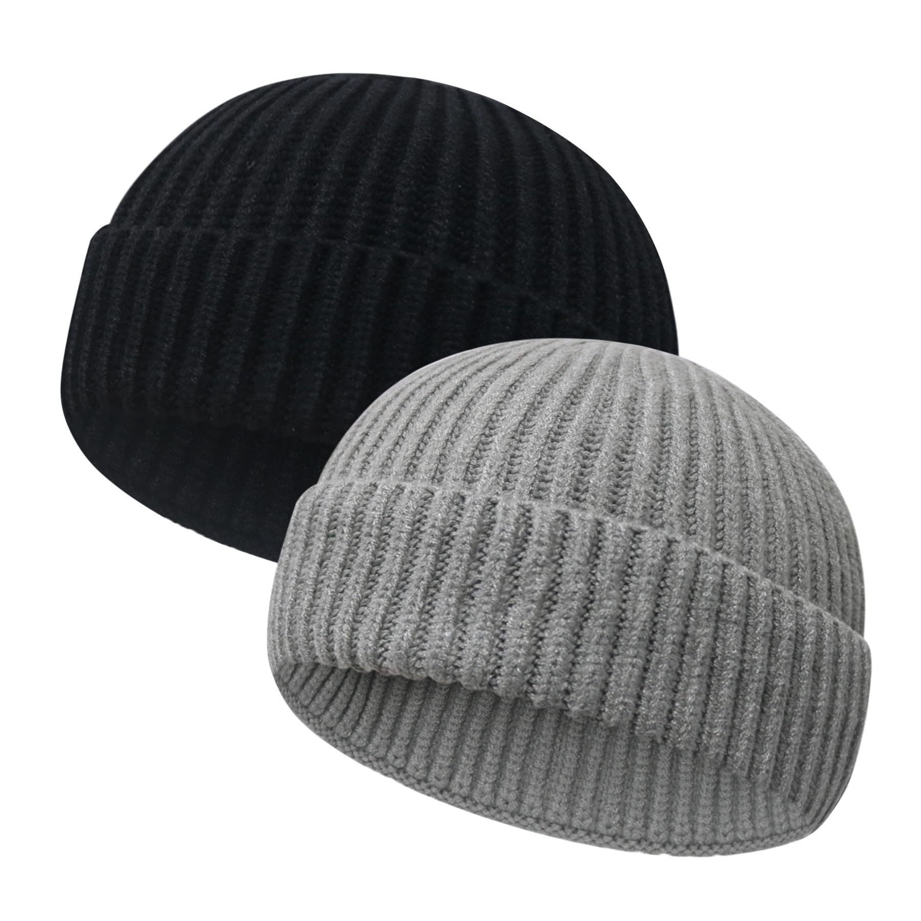 Wool Fisherman Beanies for Men Women Short Cuff Knit Beanie Winter Warm Hats Trawler Hat Stylish Watch Cap