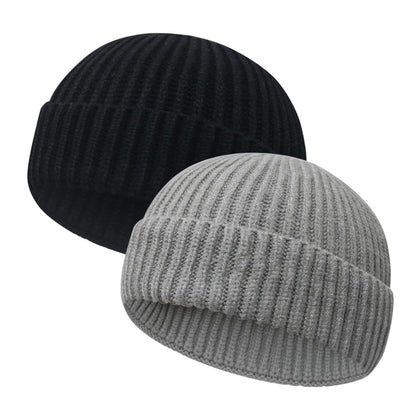 Wool Fisherman Beanies for Men Women Short Cuff Knit Beanie Winter Warm Hats Trawler Hat Stylish Watch Cap