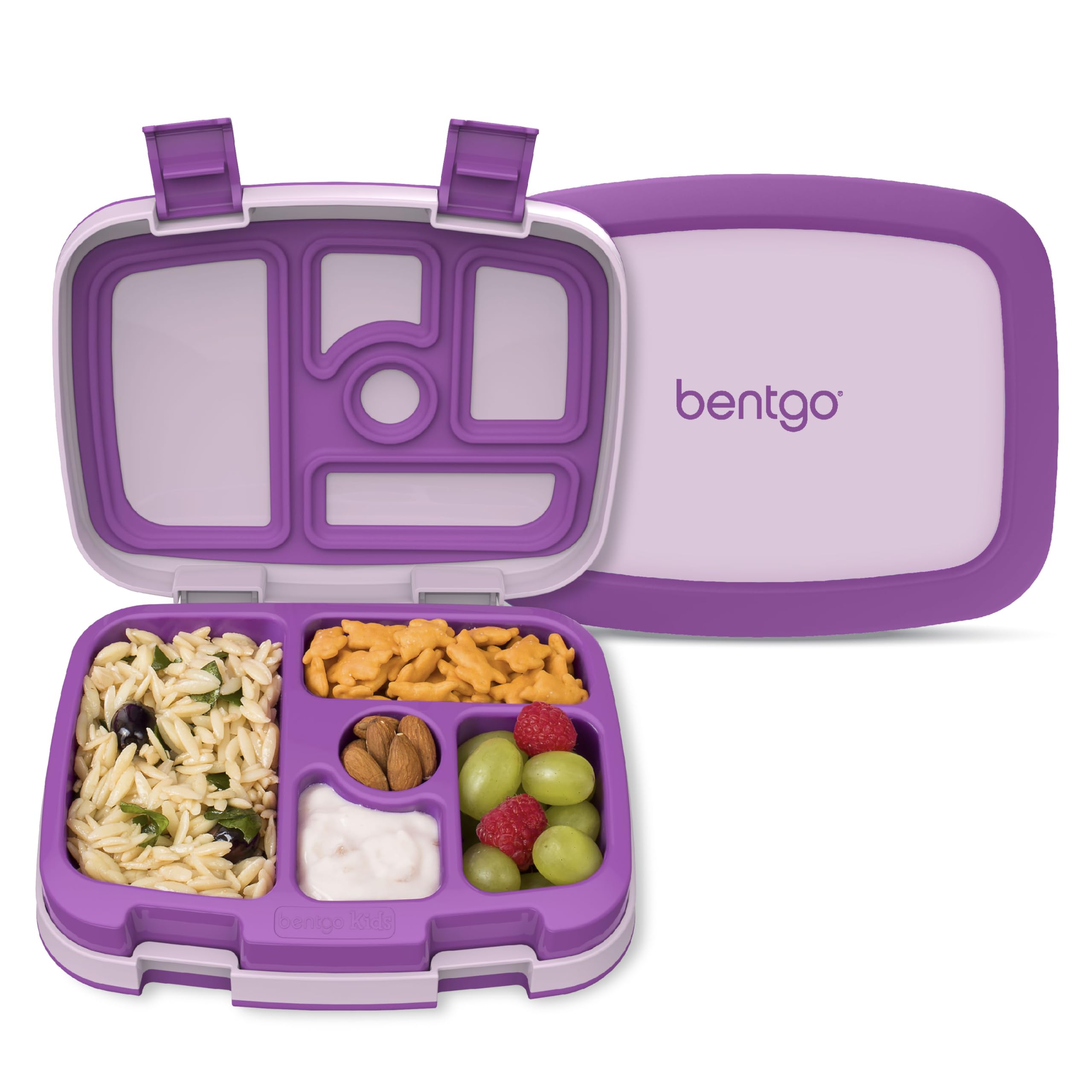 Bentgo Kids Bento-Style 5-Compartment Leak-Proof Lunch Box - Ideal Portion Sizes for Ages 3 to 7 - Durable, Drop-Proof, Dishwasher Safe, PFAS & BPA-Free & Made with Food-Safe Materials (Orange)