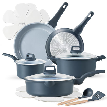 CAROTE 14 Pcs Pots and Pans Set Nonstick,Cookware Set Kitchen Cooking Set with Utensil and Pan Protectors