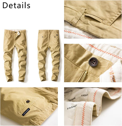 Men‘s Cropped Chino Pants Skinny Fit Chinos Khaki Pant
