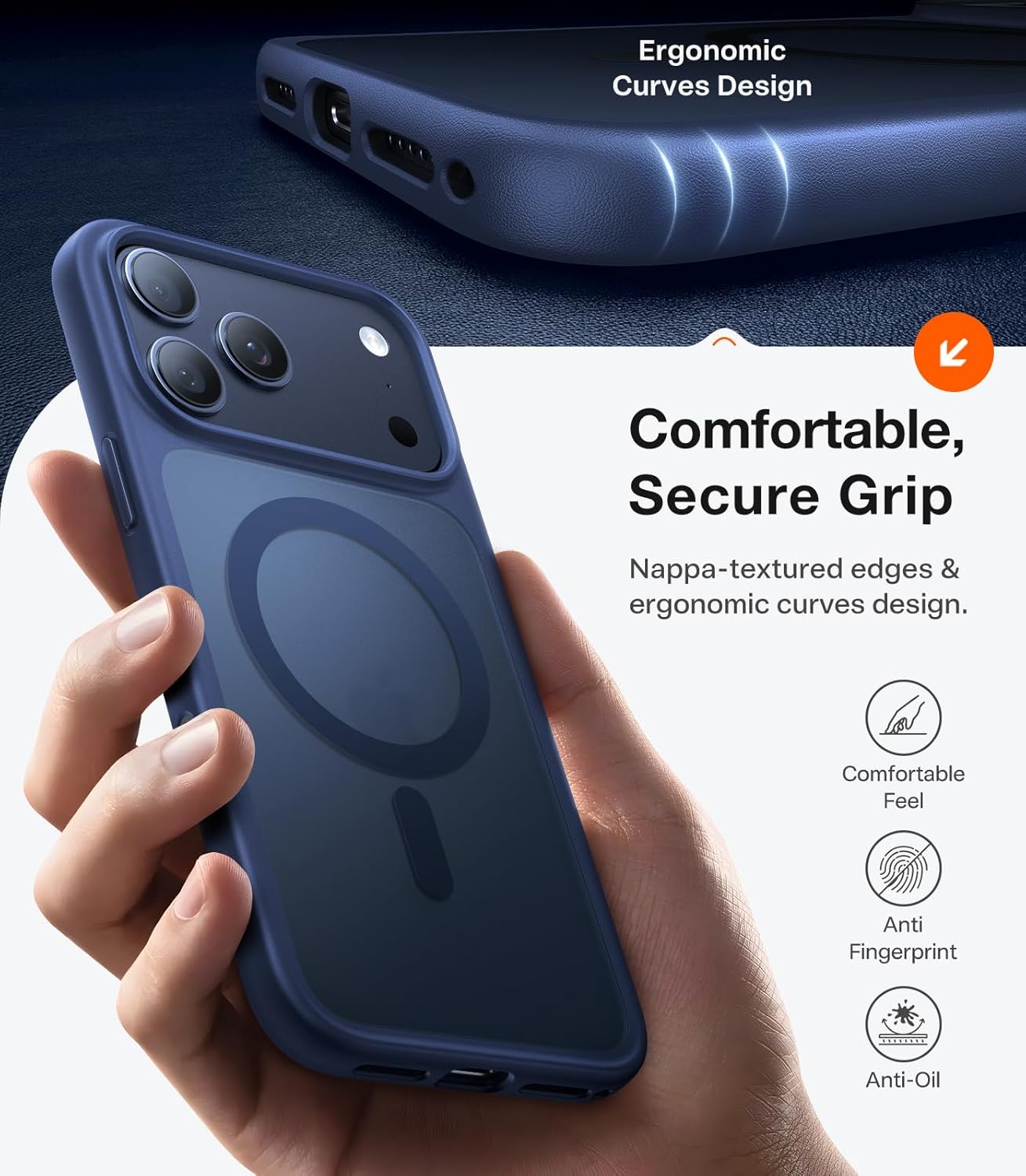 TORRAS Stronger Magnetic & Shockproof for iPhone 17 Pro Max Case, Fit for MagSafe, Military Grade Drop Protection, Camera Control, DIY Button, Slim for iPhone 17 Pro Max Case Translucent Deep Blue