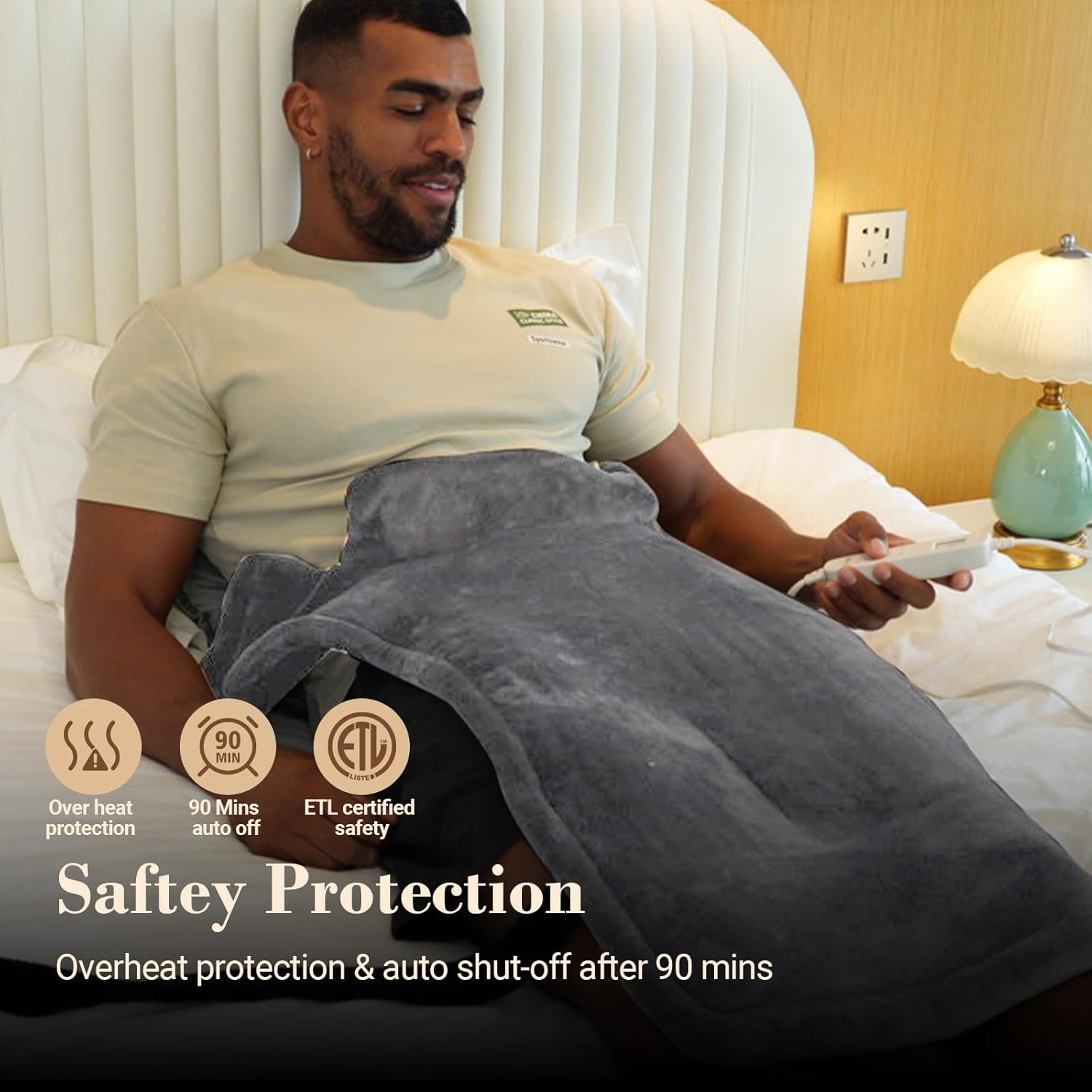 Comfier Large Heating Pad for Back, FSA HSA Eligible, Soft Flannel Fast Heating Pads for Neck and Shoulders, Electric Heated Wrap, 3 Heat Levels & 90-Mins Auto Shut Off, Gifts for Mom Dad Women Men