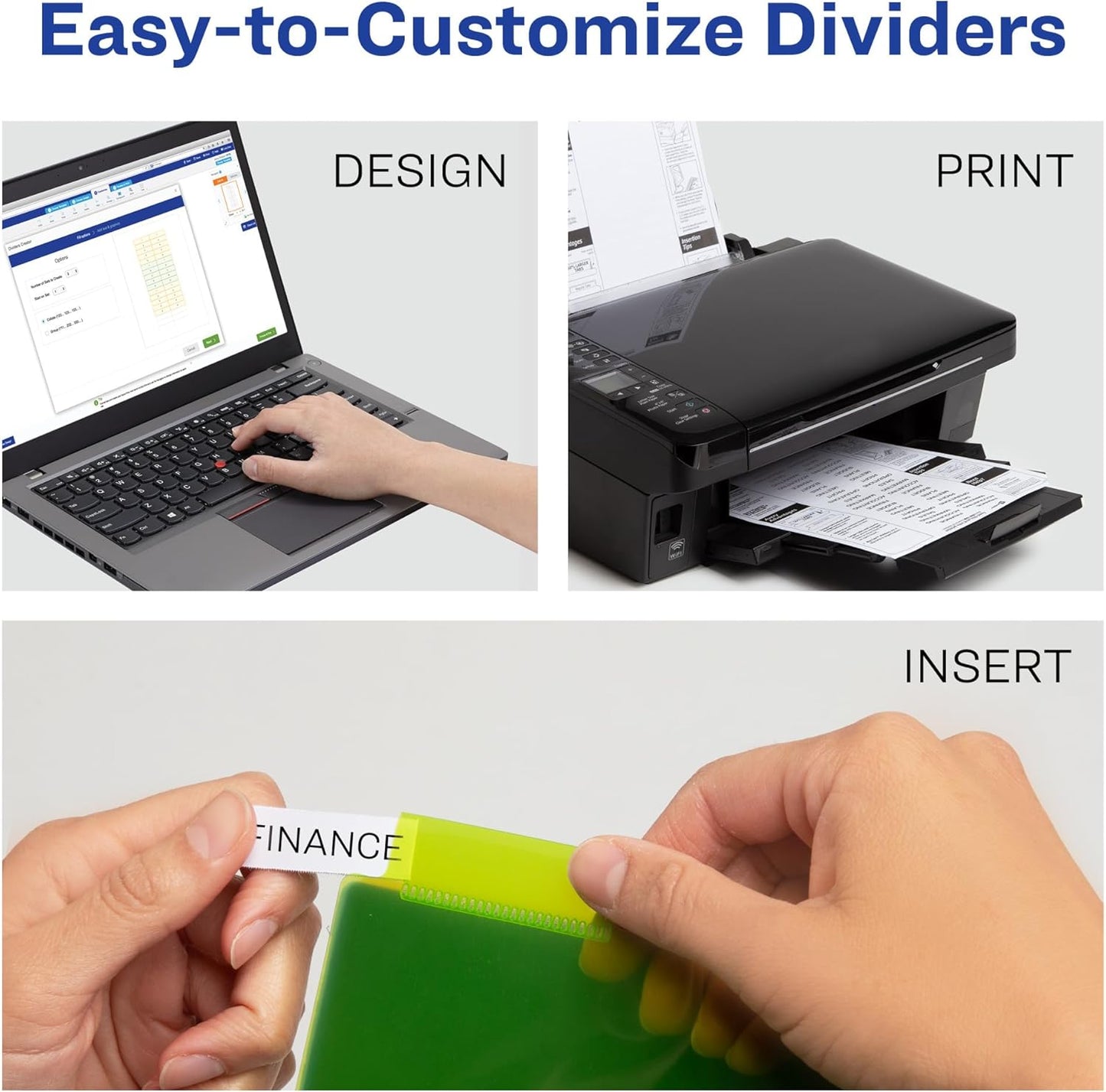 Avery Dividers for 3 Ring Binders, 5 Tab Plastic Binder Dividers, Pockets, Insertable Big Tabs, Multicolor, Extend Beyond Sheet Protectors, 1 Set (11902)