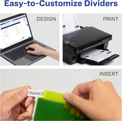 Avery Dividers for 3 Ring Binders, 5 Tab Plastic Binder Dividers, Pockets, Insertable Big Tabs, Multicolor, Extend Beyond Sheet Protectors, 1 Set (11902)