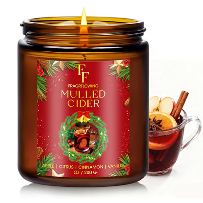Christmas Candles Set, Scented Candles for Home, 4 Pack Holiday Natural Soy Candles, Christmas Gifts for Women Men, Festival Fragrance of Balsam Cedar/Cookies/Mulled Cider/Cinnamon
