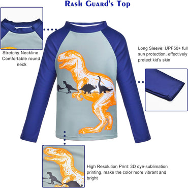 Boys Two Piece Rash Guard Swimsuits Sets Kids Long Sleeve Sunsuit Swimwear Sets