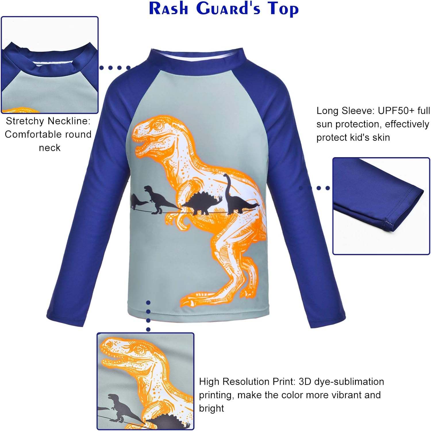 Boys Two Piece Rash Guard Swimsuits Sets Kids Long Sleeve Sunsuit Swimwear Sets