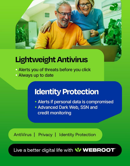 Webroot Antivirus Software 2026 | 3 Device | 1 Year Download for PC/Mac