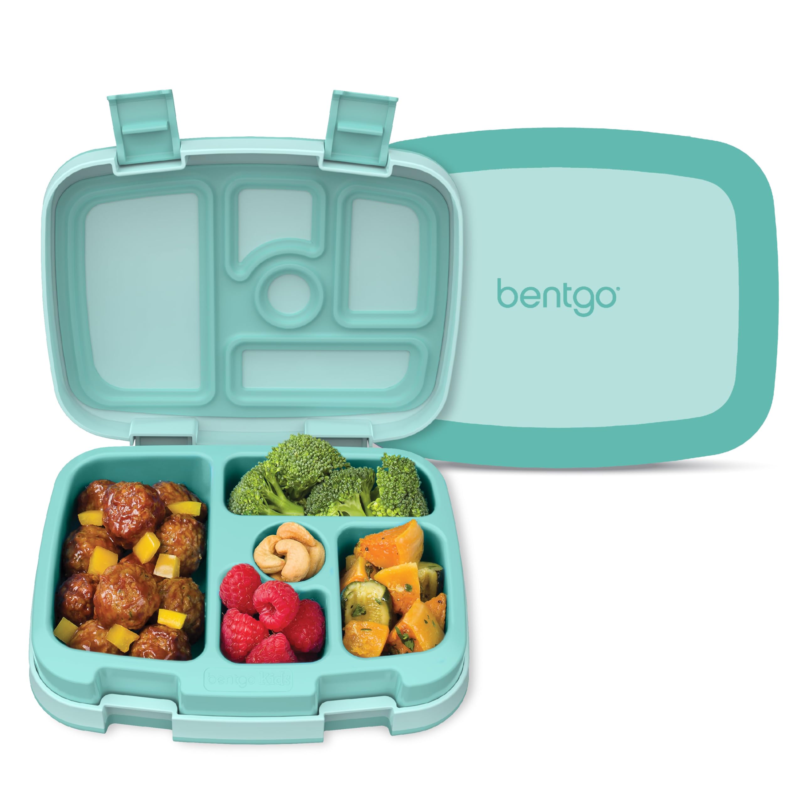 Bentgo Kids Bento-Style 5-Compartment Leak-Proof Lunch Box - Ideal Portion Sizes for Ages 3 to 7 - Durable, Drop-Proof, Dishwasher Safe, PFAS & BPA-Free & Made with Food-Safe Materials (Orange)