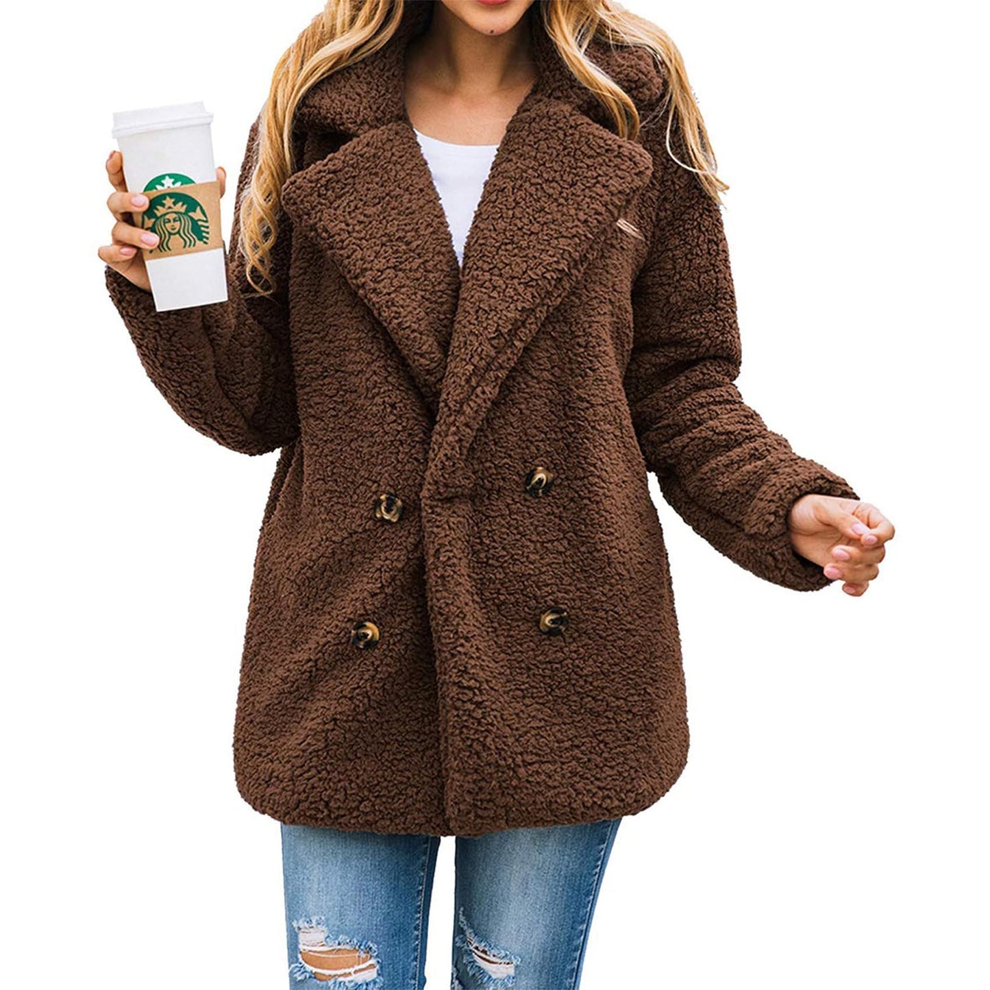 PRETTYGARDEN Women's Fashion Winter Coats Sherpa Fleece Faux Fur Shearling Oversized Trendy Jackets Warm Outerwear Clothing