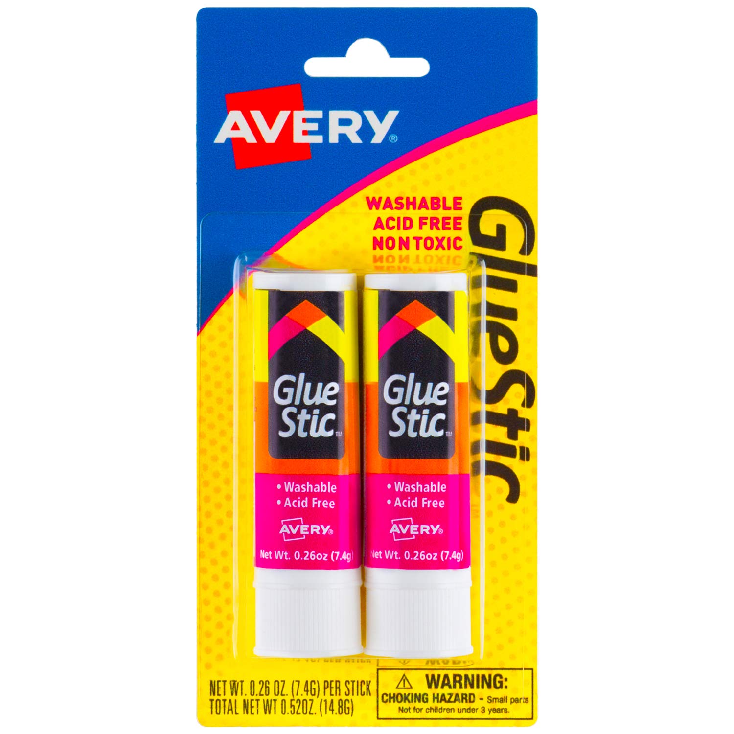 Avery Glue Stick White, Washable, Nontoxic, 0.26 oz. Permanent Glue Stic, 6pk (98095)