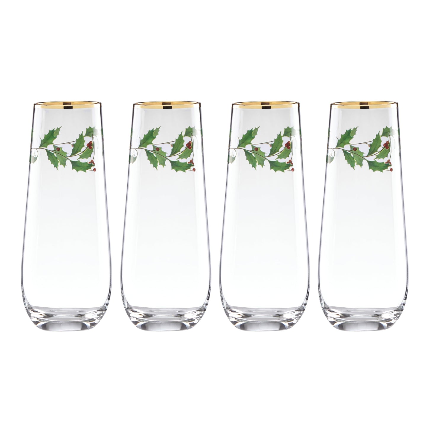 Lenox 893570 Holiday Decal 4-Piece Martini Glass Set, Christmas Dinnerware, Hosting