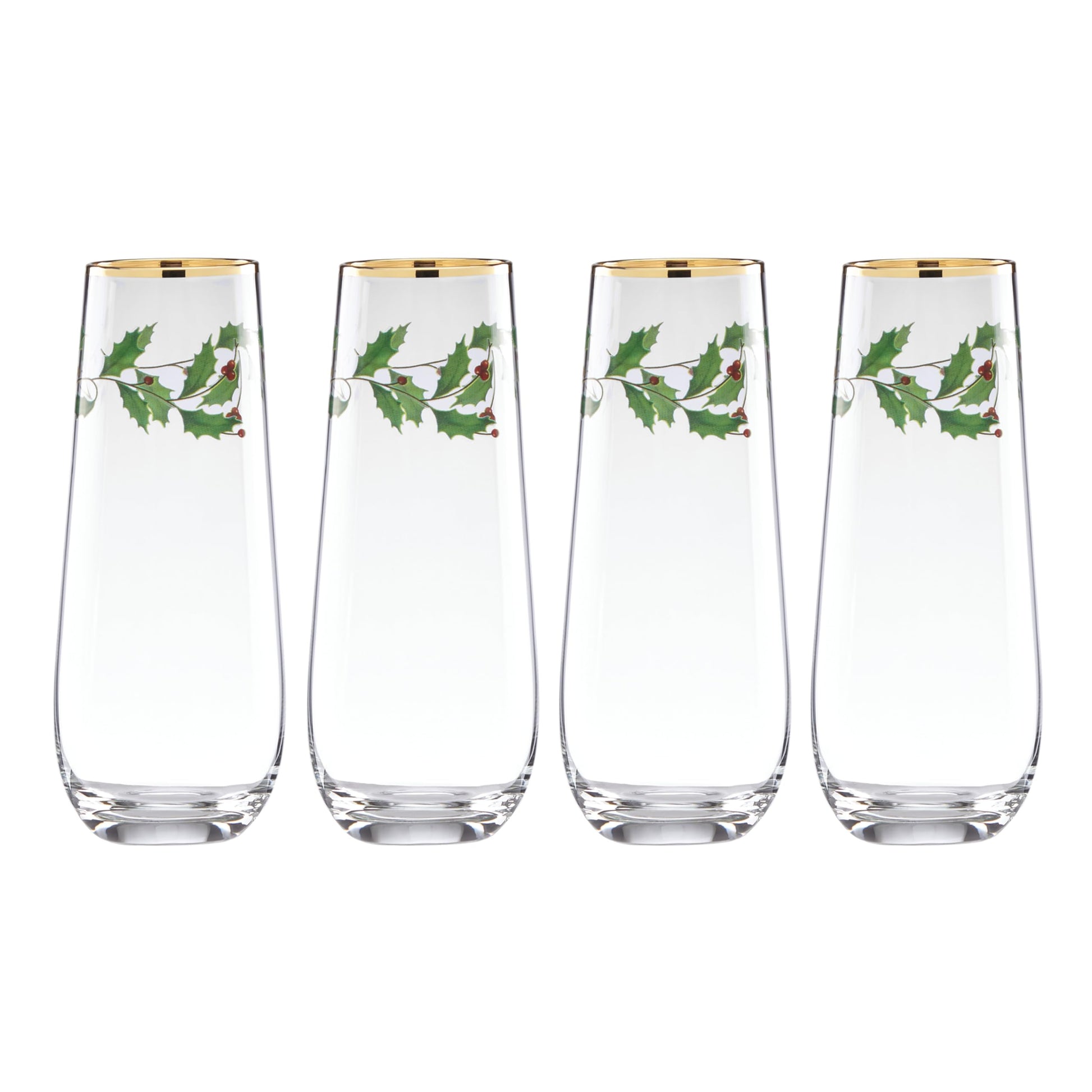 Lenox 893570 Holiday Decal 4-Piece Martini Glass Set, Christmas Dinnerware, Hosting