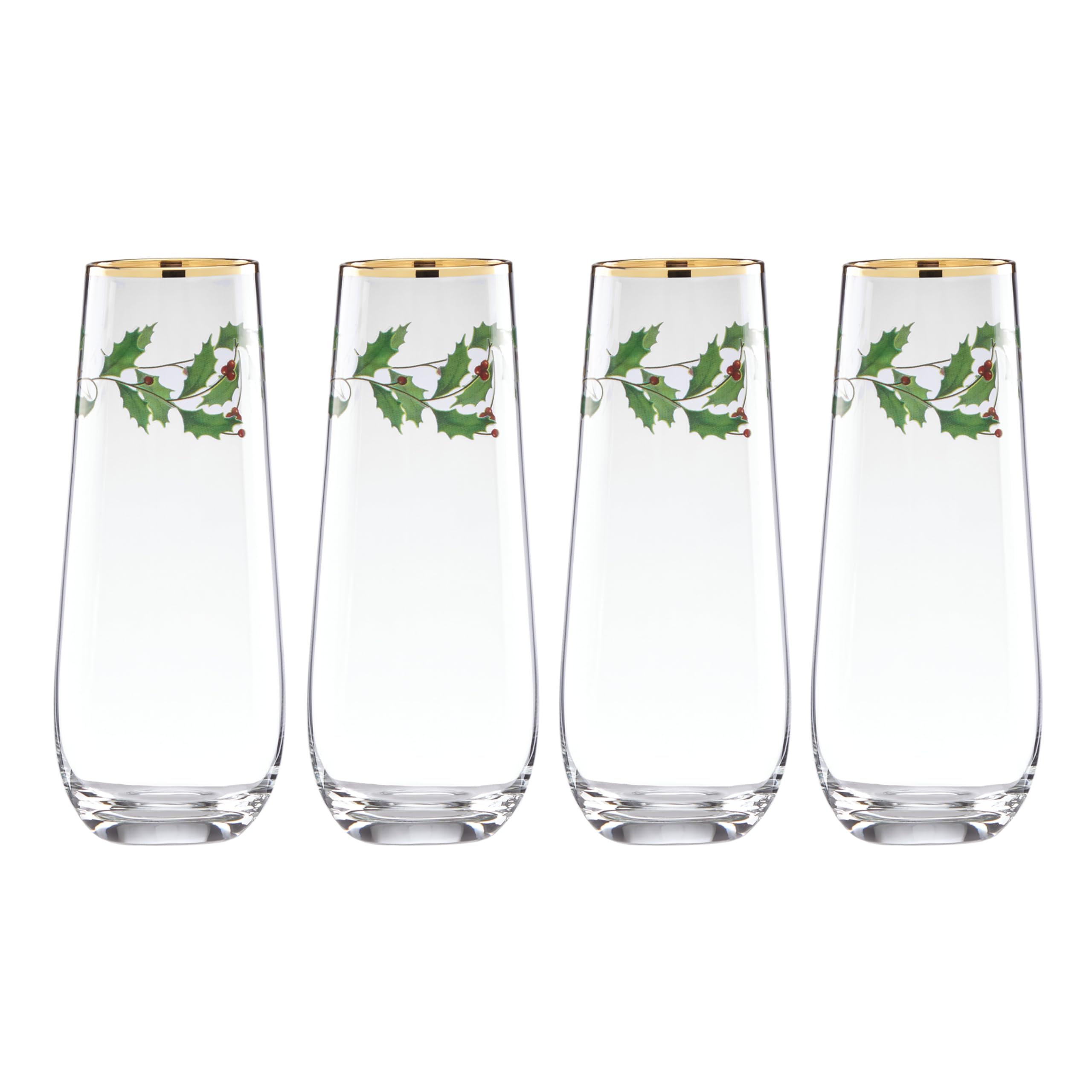 Lenox 893570 Holiday Decal 4-Piece Martini Glass Set, Christmas Dinnerware, Hosting