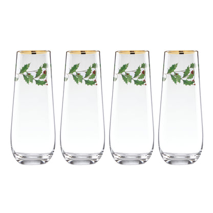 Lenox 893570 Holiday Decal 4-Piece Martini Glass Set, Christmas Dinnerware, Hosting