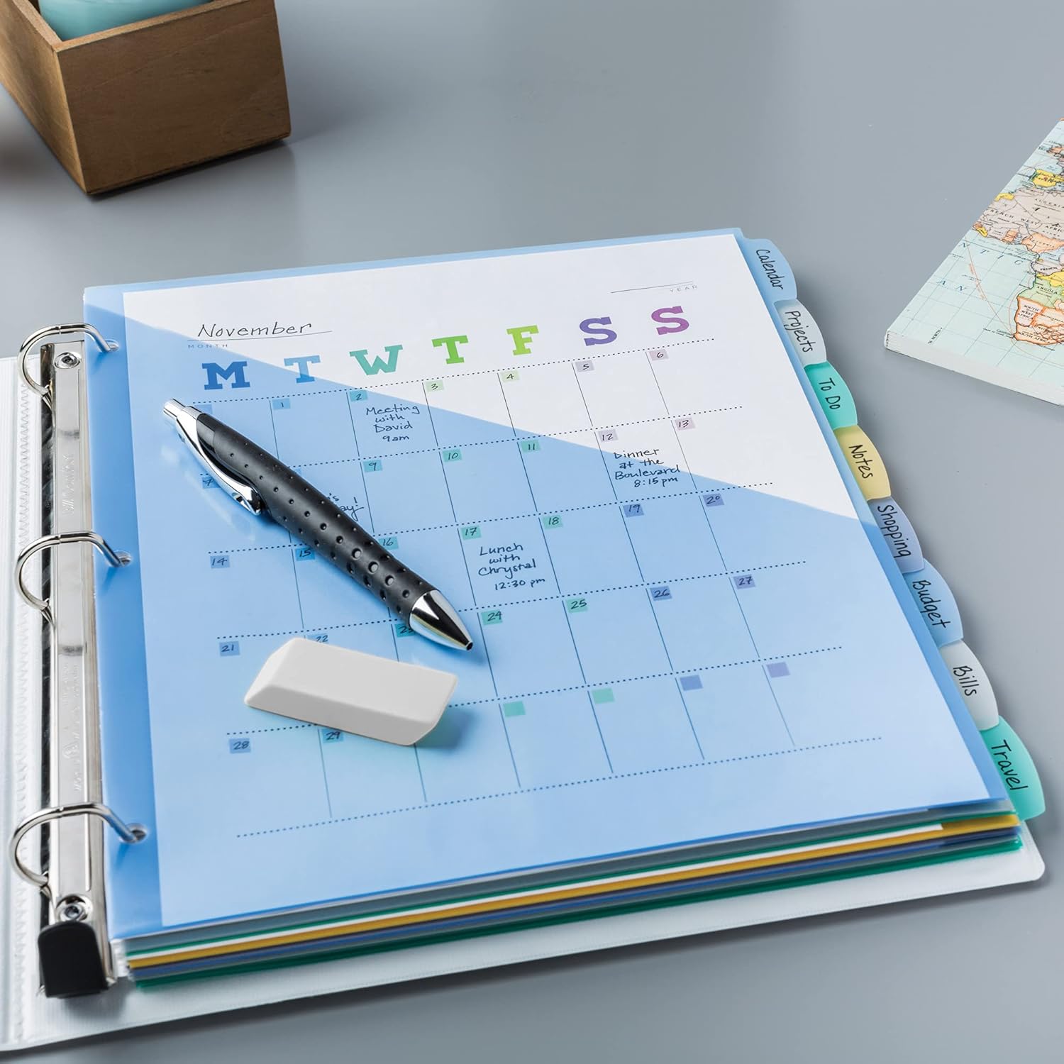 Avery Write & Erase Pocket Plastic Dividers for 3 Ring Binders, 8-Tab Sets, Multicolor, Tabs Viewable Beyond Sheet Protectors, 1 Set (16177)