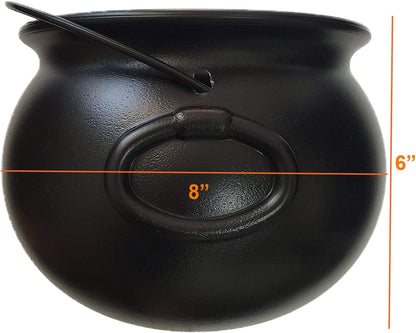 GiftExpress 8" Black Cauldron Bucket – Halloween Candy Bowl, Trick or Treat, St. Patrick's Pot of Gold Decor, Witch Kettle for Party Supplies