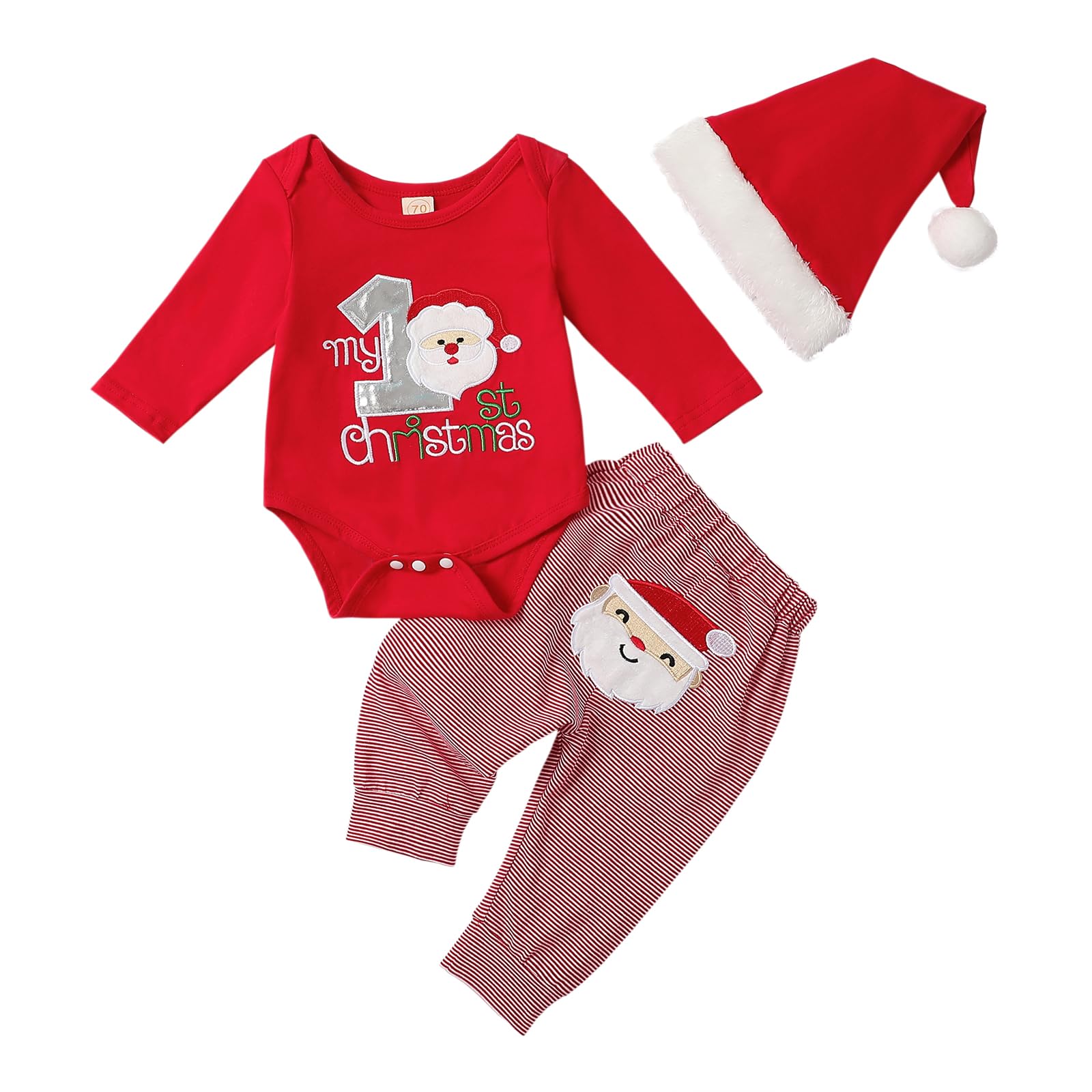 Baby Girl My 1st Christmas Outfits Letter Long Sleeve Romper Tops+Bell Bottom Pants+Headband 3 Pcs Clothes Set