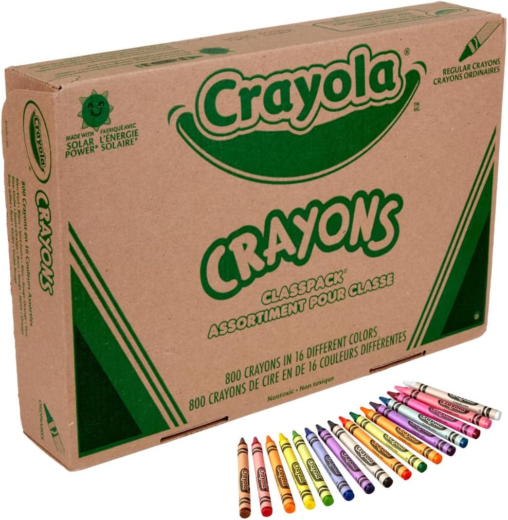 Crayola Bulk Crayon Classpack - 800ct (16 Colors), Back to School Essentials, Kids Crayons, Arts & Crafts Supplies Teacher Classroom Must Haves, Ages 3+