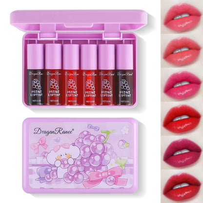 Eakroo 6 Colors Lip Tint Stain Mini Liquid Lipstick, Korean Lip Gloss Moisturizing Natural, Multi-Use Lip and Cheek Tint, Non-Stick Cup, Lightweight, High Pigment, Long-Lasting, Vivid Color