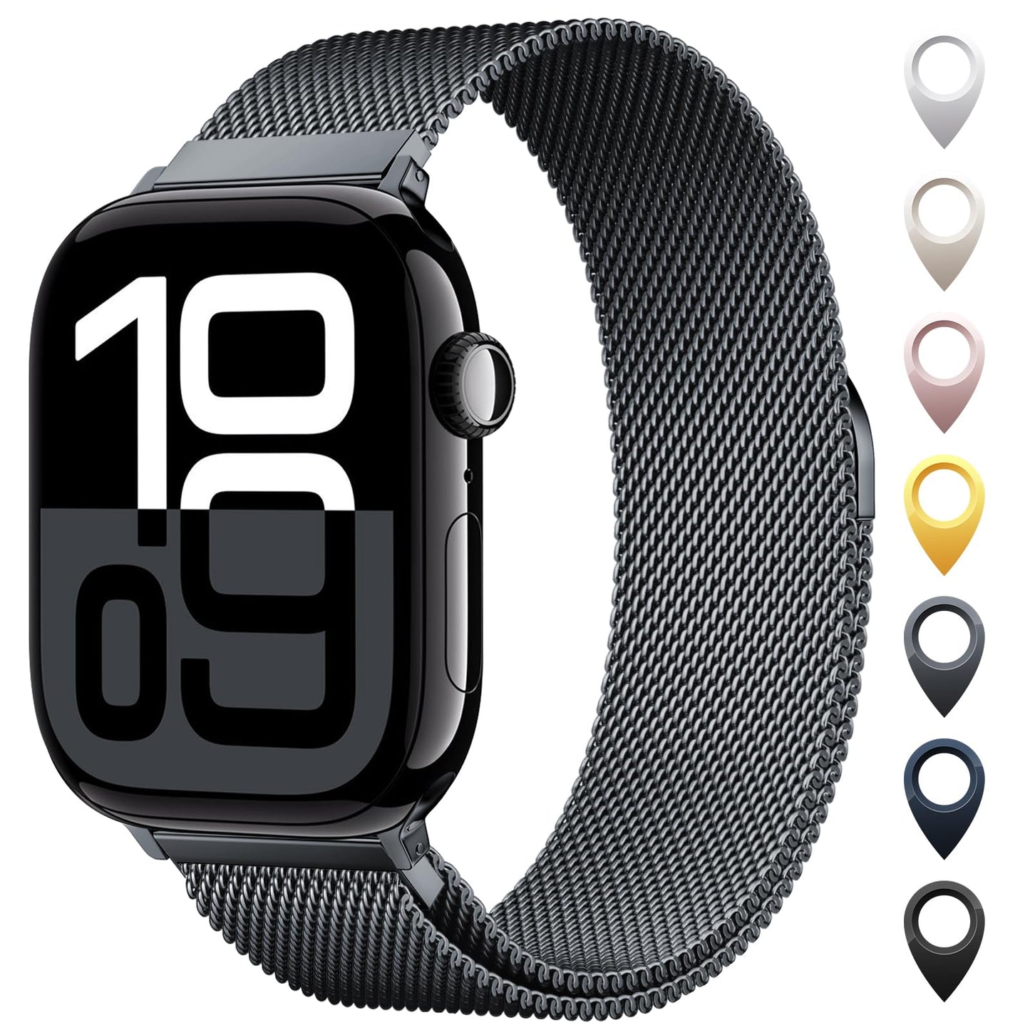 Original Milanese Loop Band Compatible with Apple Watch 38mm 40mm 41mm 42mm 44mm 45mm 46mm 49mm - Women & Men Magnetic Closure Adjustable Metal Strap for iWatch Series 11 10 9 8 7 6 5 4 SE2 3 Ultra2 3