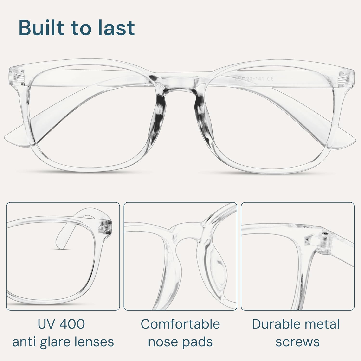 Blue Light Blocking Glasses - Fashion Square Fake Eyeglasses, Anti UV Ray Computer Gaming Glasses Blue Blockers for Women/Men