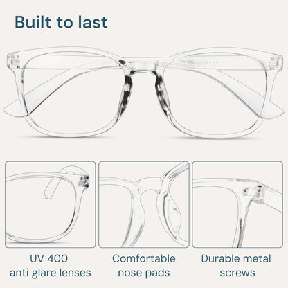Blue Light Blocking Glasses - Fashion Square Fake Eyeglasses, Anti UV Ray Computer Gaming Glasses Blue Blockers for Women/Men